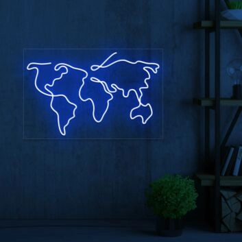 Weltkarte LED-Neonschild Wohnzimmer Büro