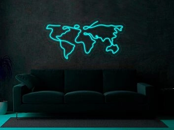 Weltkarte LED-Neonschild für Wohnzimmer Büro