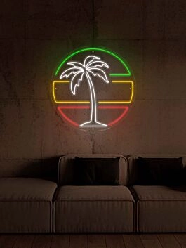 Palme mit Sonnenuntergang LED-Neonschild Wohnzimmer Bar