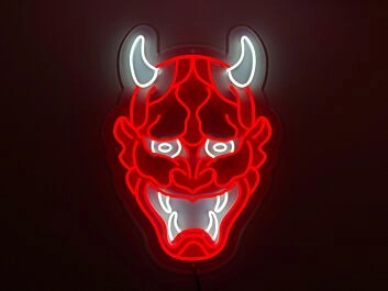 Japanischer Oni Maske LED-Neonschild für Bar Tattoo Studio