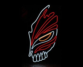 stilisiertes Maskenmotiv mit Zähnen LED-Neonschild für Gamingzimmer Bar