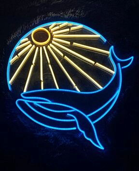 springender Wal mit Sonne LED-Neonschild Wohnzimmer Kinderzimmer