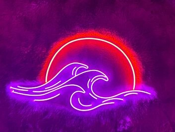 Meereswelle mit Sonnenuntergang LED-Neonschild Wohnzimmer Bar