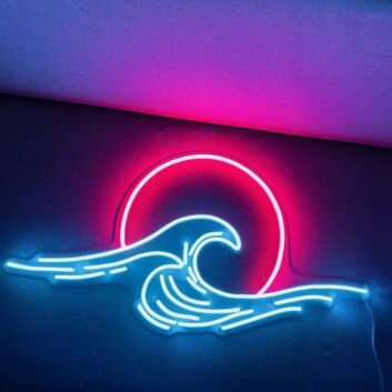 Meereswelle mit Sonne LED-Neonschild Wohnzimmer Bar
