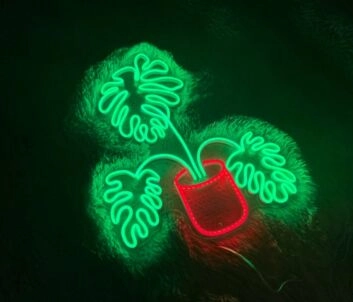 Monstera im Blumentopf LED-Neonschild Wohnzimmer Dekoration