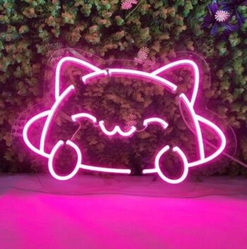 Katzenkopf mit niedlichem Gesicht LED-Neonschild Wohnzimmer Kinderzimmer