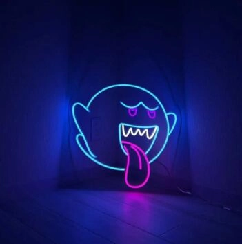 Geist mit herausgestreckter Zunge LED-Neonschild Gamingzimmer Wohnzimmer