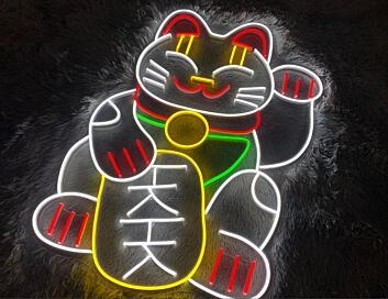 Glückskatze LED-Neonschild für Restaurant und Wohnzimmer