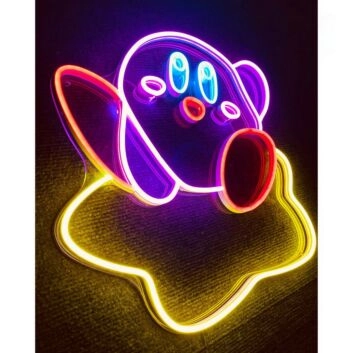 fliegender rosa Spielcharakter LED-Neonschild Gamingzimmer