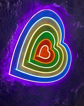 Herzform mit Regenbogenfarben LED-Neonschild Wohnzimmer Schlafzimmer