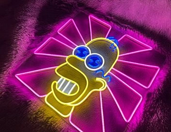 Comicfigur mit Sonnenstrahlen Hintergrund LED-Neonschild für Wohnzimmer Gamingzimmer