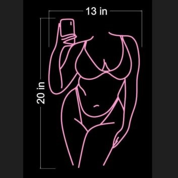 Frau im Bikini mit Smartphone LED-Neonschild für Bar Club