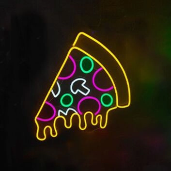 Pizzastück mit Belag LED-Neonschild für Restaurant Imbiss