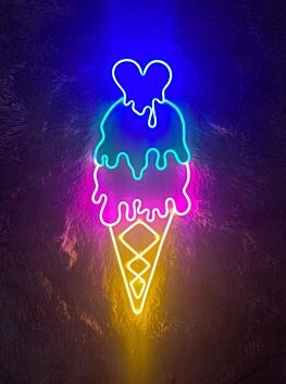 Eiswaffel mit Herz LED-Neonschild für Café Eisdiele