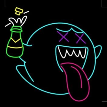 Emoji Geist LED Neonlicht Lustige Wanddekoration mit herausgestreckter Zunge und Flasche für Bar Party und Gaming Room