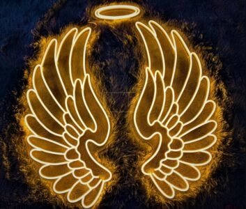 Engelsflügel LED Neonlicht Warme Neon Wanddekoration mit Halo für Schlafzimmer Wohnzimmer und Studio