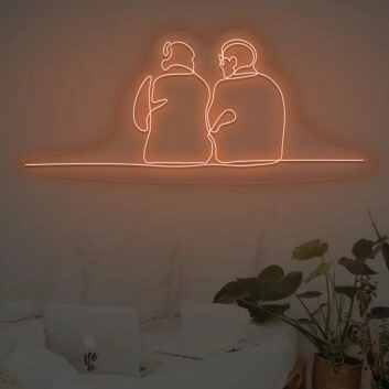 Linienzeichnung zweier sitzender Personen LED-Neonschild Wohnzimmer Schlafzimmer