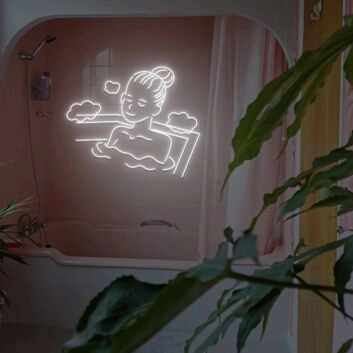 Frau in Badewanne LED-Neonschild für Badezimmer Spa