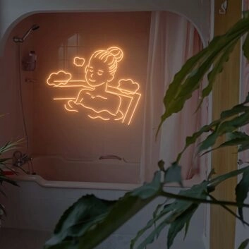 Frau in Badewanne LED-Neonschild für Badezimmer Spa