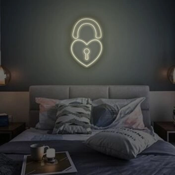 Herzförmiges Vorhängeschloss LED-Neonschild für Schlafzimmer und Romantik