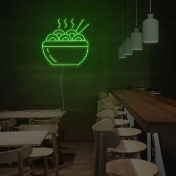 Schüssel mit Nudeln und Essstäbchen LED-Neonschild für Restaurant Bar