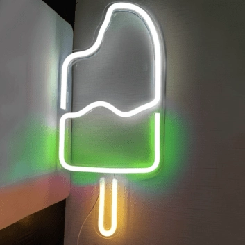 Eis am Stiel LED-Neonschild für Café und Wohnzimmer