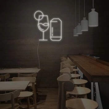 Weinglas und Getränkedose LED-Neonschild für Bar und Café