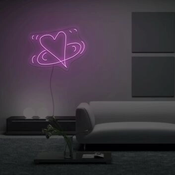 Herz mit Planetenring LED-Neonschild Wohnzimmer Schlafzimmer