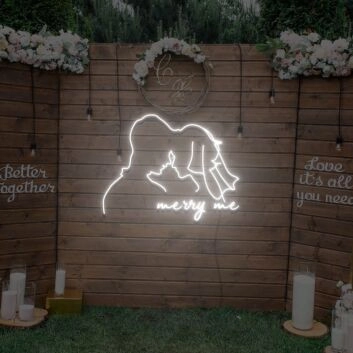 LED Neon Schild Heiratsantrag Paar Silhouette Marry Me Romantische Lichtdekoration