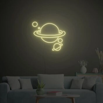 Planet mit Ringen und Monden LED-Neonschild Wohnzimmer Schlafzimmer