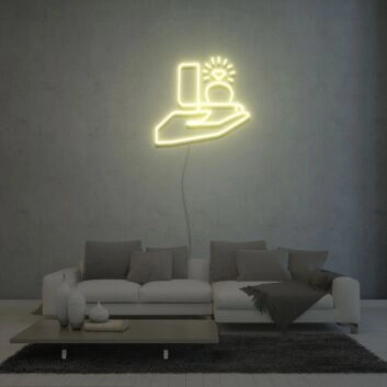 Hand mit Verlobungsring LED-Neonschild für Wohnzimmer und Hochzeitslocation