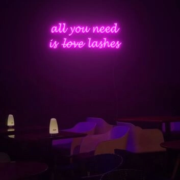 all you need is love lashes LED-Neonschild für Beauty Studio