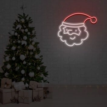 Weihnachtsmannkopf LED-Neonschild für Wohnzimmer und Weihnachtsdekoration