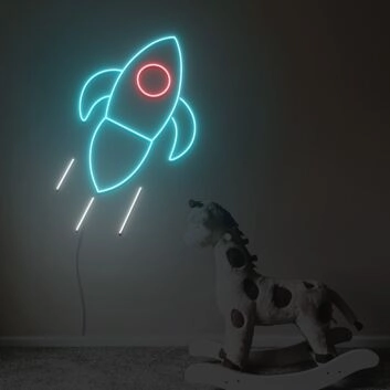 Rakete LED-Neonschild für Kinderzimmer oder Spielzimmer