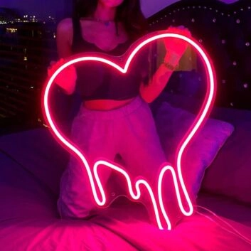 tropfendes Herz LED-Neonschild Schlafzimmer Wohnzimmer