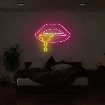 Leuchtende Lippen LED Neonschild als moderne Wanddekoration für Schlafzimmer Wohnzimmer und Studio