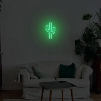 Grünes Kaktus LED Neonschild als moderne Wanddekoration für Wohnzimmer Schlafzimmer oder entspannte Wohnräume