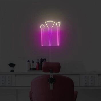 Abstraktes Make Up Pinsel LED Neonschild moderne Linienkunst stilvolle Wandbeleuchtung für Schlafzimmer Studio oder Beauty Raum