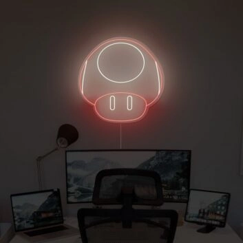 Abstraktes Pilz LED Neonschild Retro Gaming Stil Wandbeleuchtung