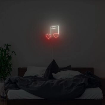 Abstraktes Musik und Herz Motiv LED Neonschild Sanfte Neon Wanddekoration für Schlafzimmer Wohnzimmer und ruhige Wohlfühlräume
