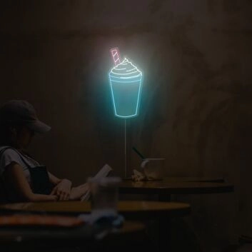 Milchshake Becher LED Neonschild Moderne Lichtdekoration für Café Küche Studio und kreative Wohnräume