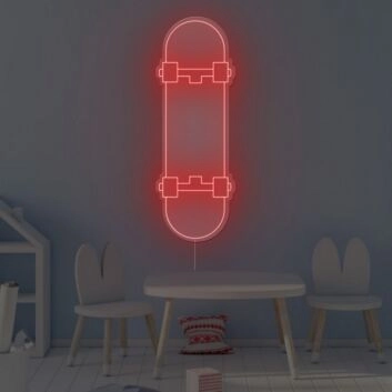 Skateboard Motiv LED Neonschild Moderne Wandbeleuchtung für Kinderzimmer Jugendzimmer Studio und kreative Wohnräume