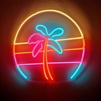 Palme vor Sonnenuntergang LED-Neonschild Wohnzimmer Bar