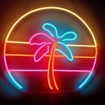 Palme vor Sonnenuntergang LED-Neonschild Wohnzimmer Bar