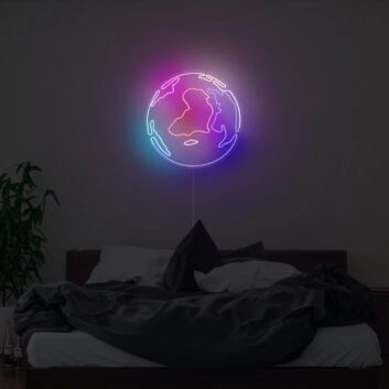 Abstraktes Weltkugel Motiv LED Neonschild für moderne Wanddekoration und Atmosphäre