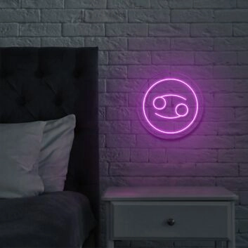 Dekoratives LED Neonschild Sternzeichen Krebs im Kreis für Schlafzimmer Wohnzimmer und moderne Raumgestaltung