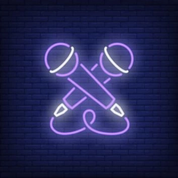 Dekoratives LED Neonschild mit gekreuzten Trommelstöcken Symbol für Musikstudio Proberaum und moderne Raumgestaltung