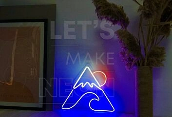 Berg mit Welle und Sonne LED-Neonschild Wohnzimmer Büro