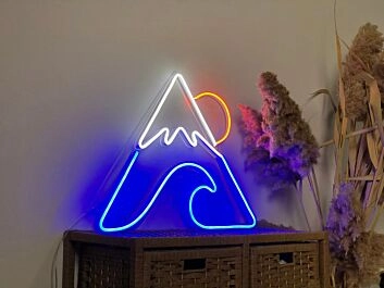 Berg mit Welle und Sonne LED-Neonschild Wohnzimmer Büro