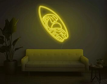 Surfbrett mit Wellen und Sonne LED-Neonschild für Wohnzimmer oder Surflounge